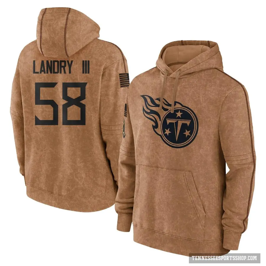 Youth ＃58 Harold Landry III Tennessee Titans Brown 2023 Salute To Service Club Pullover Hoodie