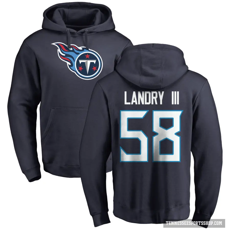 Youth ＃58 Harold Landry III Tennessee Titans Navy Pro Line Logo Pullover Hoodie