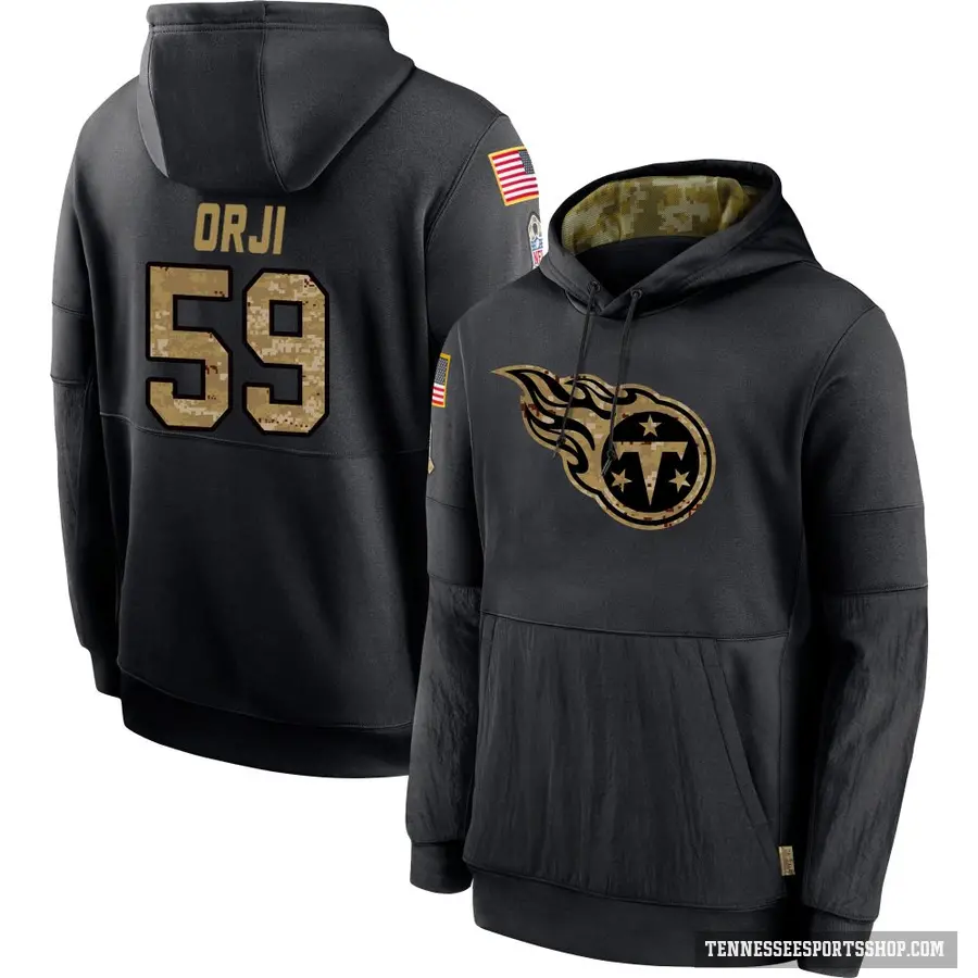 Youth ＃59 Anfernee Orji Tennessee Titans Black 2020 Salute to Service Sideline Performance Pullover Hoodie