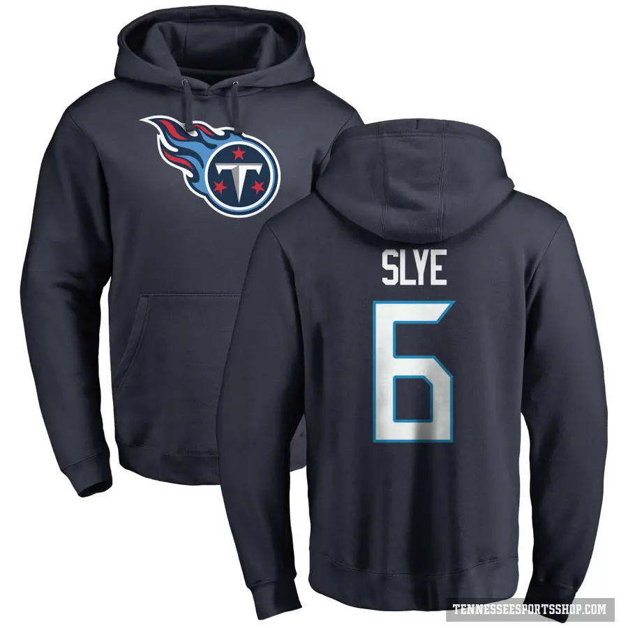 Youth ＃6 Joey Slye Tennessee Titans Navy Pro Line Logo Pullover Hoodie