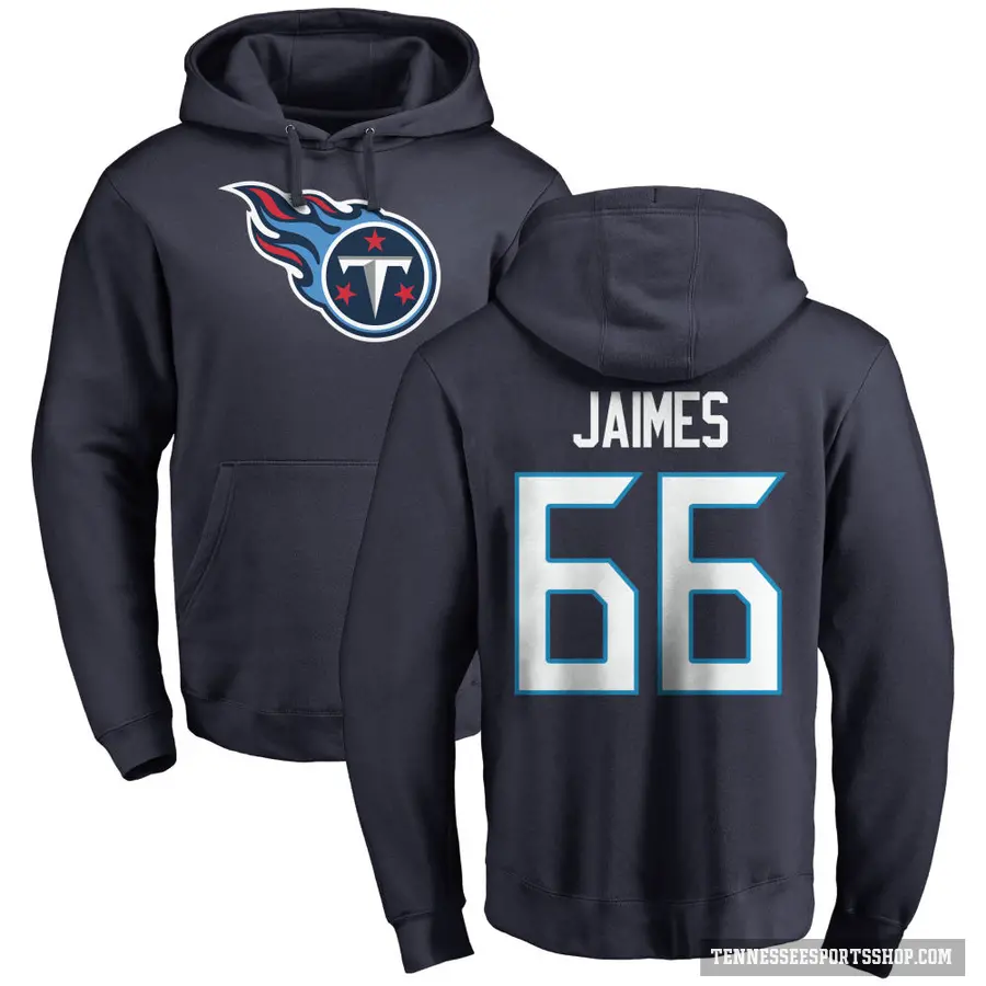 Youth ＃66 Brenden Jaimes Tennessee Titans Navy Pro Line Logo Pullover Hoodie