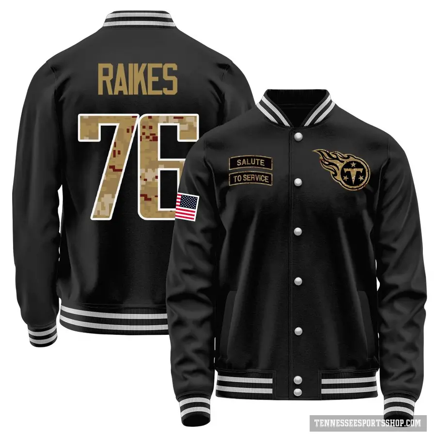Youth ＃76 Isaiah Raikes Tennessee Titans Black Salute to Service Sideline Performance Jacket