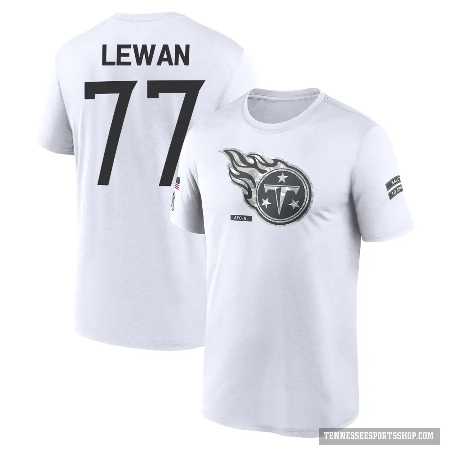 Youth ＃77 Taylor Lewan Tennessee Titans White 2024 Salute to Service Performance T-Shirt