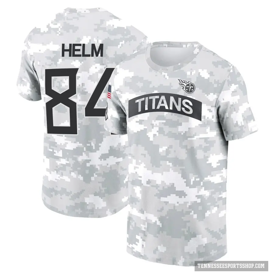 Youth ＃84 Gunnar Helm Tennessee Titans Camo Arctic 2024 Salute to Service Performance T-Shirt