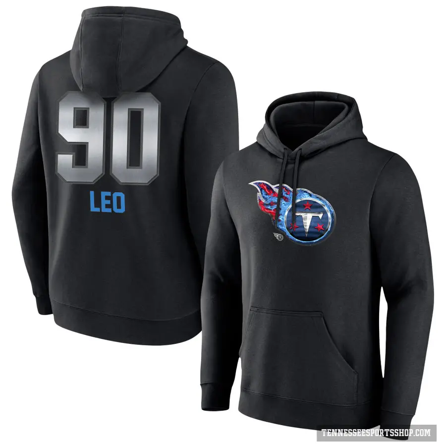 Youth ＃90 Titus Leo Tennessee Titans Black Midnight Mascot Pullover Hoodie