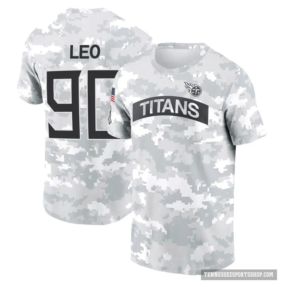 Youth ＃90 Titus Leo Tennessee Titans Camo Arctic 2024 Salute to Service Performance T-Shirt