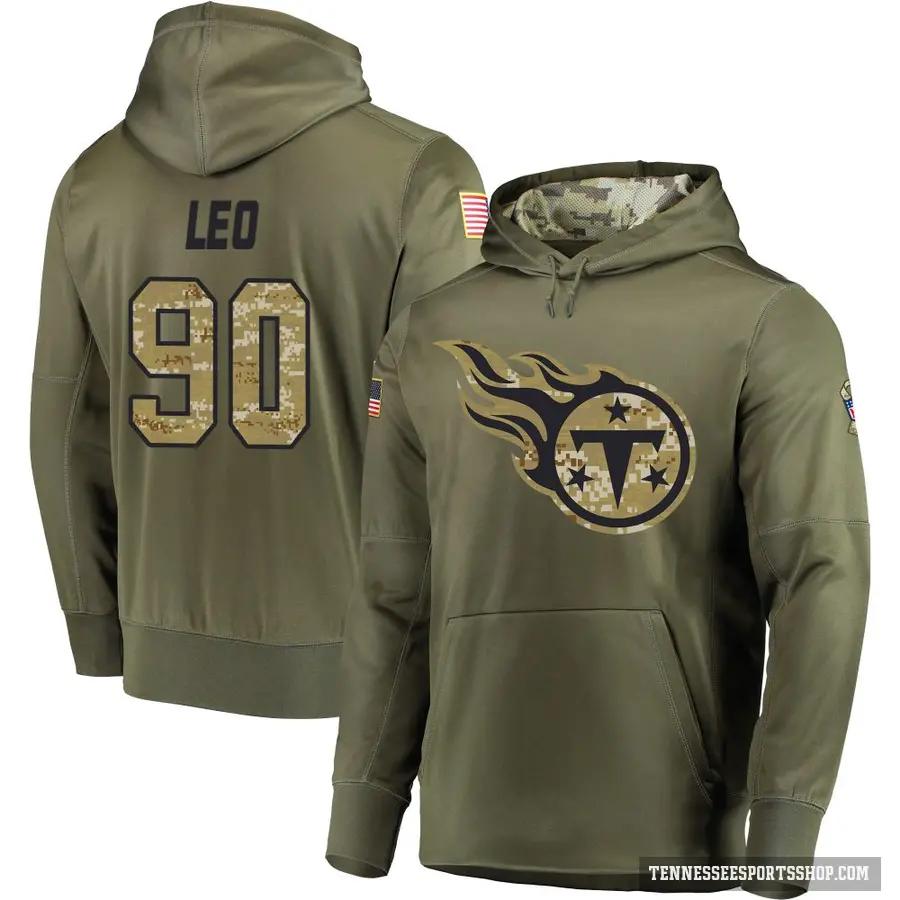 Youth ＃90 Titus Leo Tennessee Titans Olive Salute to Service Pullover Hoodie