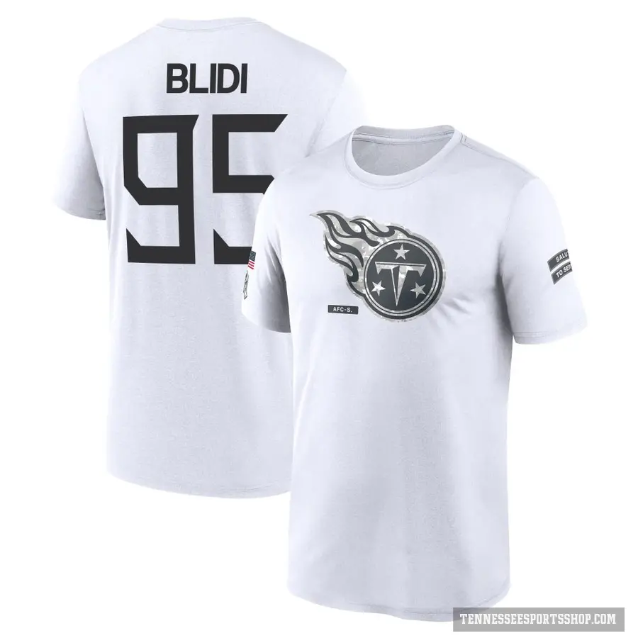 Youth ＃95 Philip Blidi Tennessee Titans White 2024 Salute to Service Performance T-Shirt