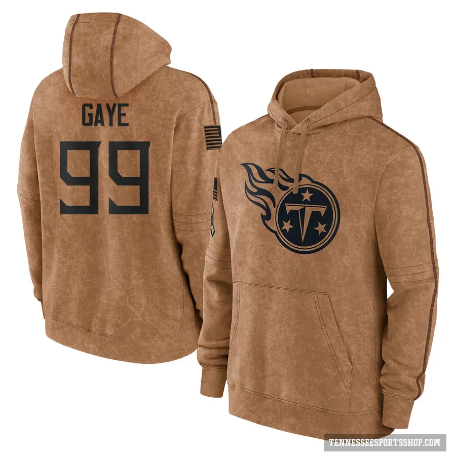 Youth ＃99 Ali Gaye Tennessee Titans Brown 2023 Salute To Service Club Pullover Hoodie