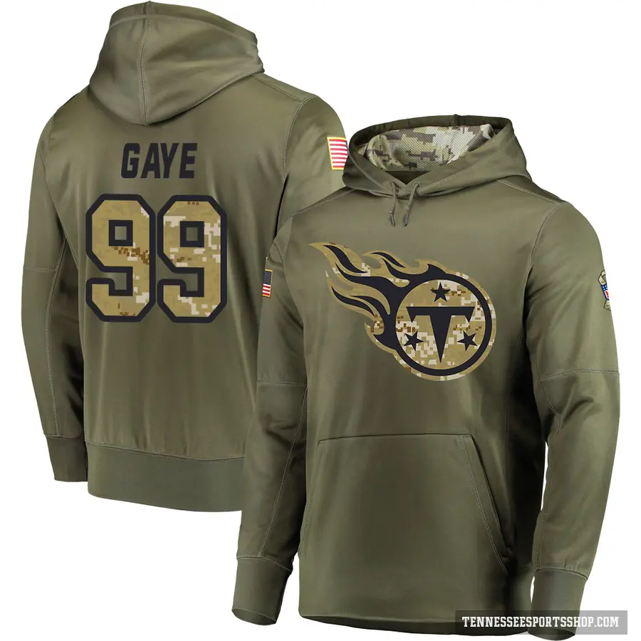 Youth ＃99 Ali Gaye Tennessee Titans Olive Salute to Service Pullover Hoodie